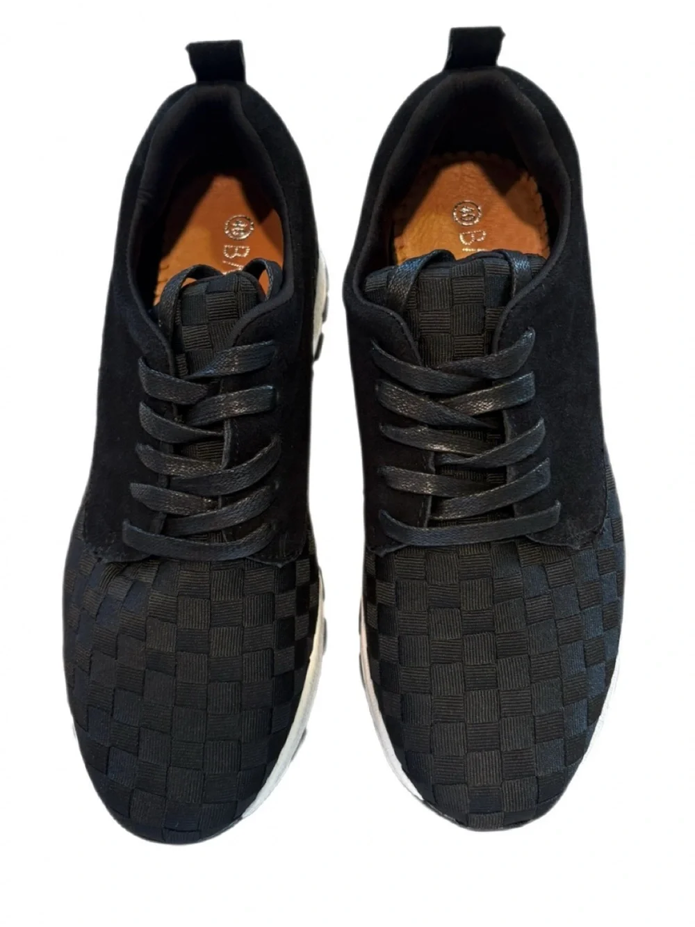 Bernie Mev Black Woven Lace-Up Sneakers Comfort Fashion Shoes EU 40 US 9.5